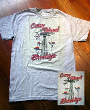 Coney Island Mens T Shirt with "PARACHUTEJUMP" Print