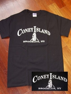 Coney Island Mens T Shirt with "Whitewheel" Print
